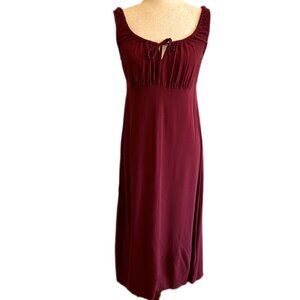 Old Navy Tie-Front Ruched Bodice Size Small Midi Dress in Wine
